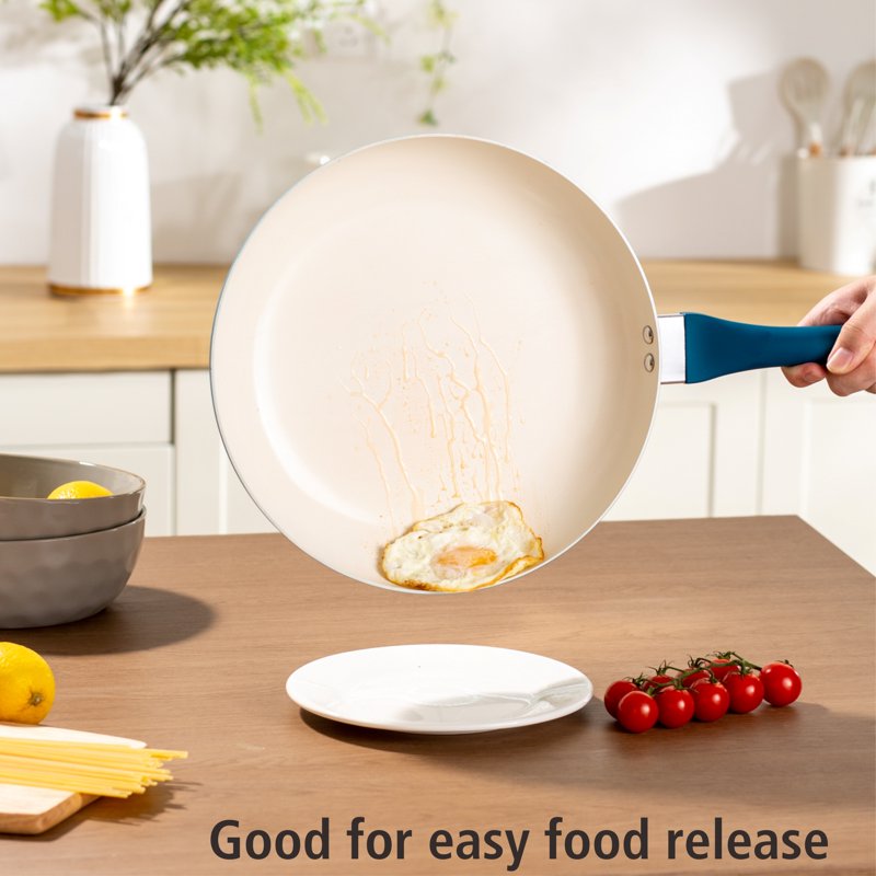 Ceramic Nonstick Aluminum Frypan Set - 3-Piece, Blue