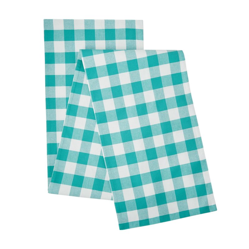 Charming Check Table Runner & Placemat Set - 13 Pieces, Teal