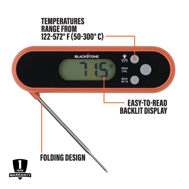 Folding Probe Thermometer - Compact Design, °F/°C Display