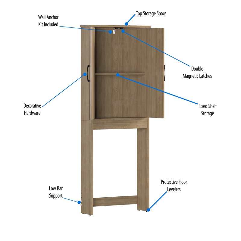 Mainstays Ardent Over-the-Toilet Bathroom Storage Cabinet - Euro Oak