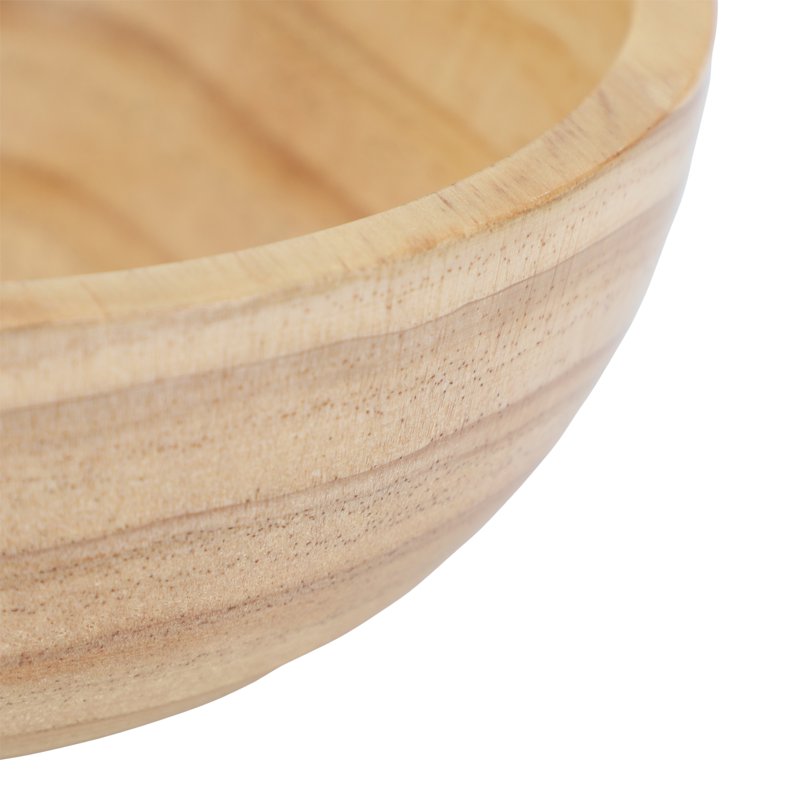 7-Inch Pine Wood Bowl Set - Light Brown - 6 Pieces