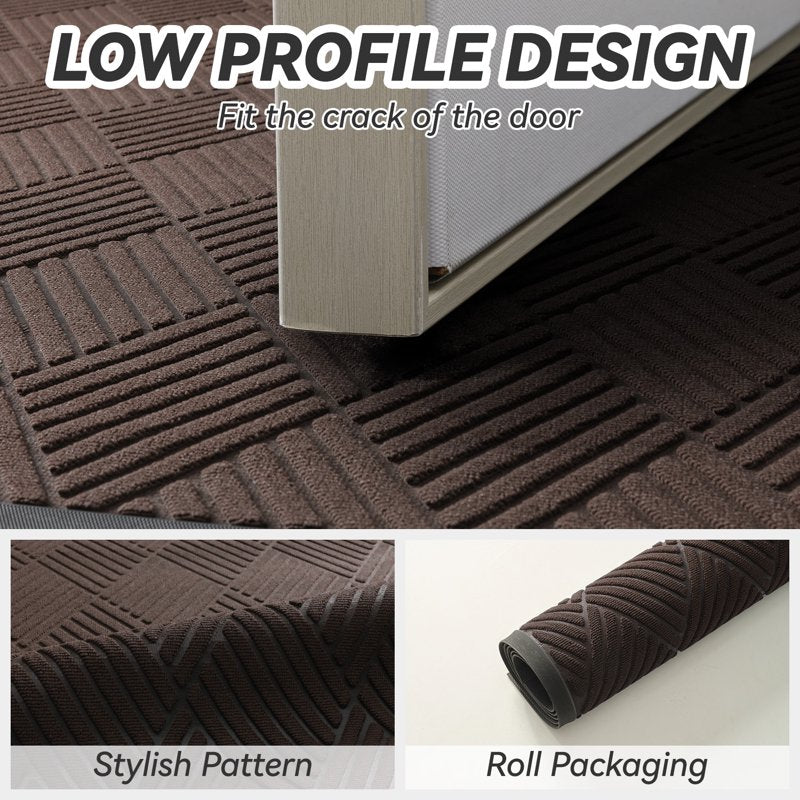 Outdoor Doormat 35x59 Crosshatch Brown Non-Slip Welcome Rug Absorbent Entryway Mat