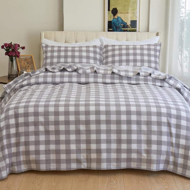 Elegant Comfort King Cotton Flannel Sheet Set - Deep Pocket, Gray, 4 Pieces