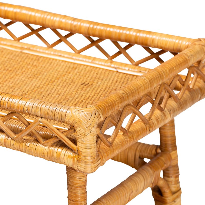 Bohemian Console Table - Handcrafted Natural Rattan, 2-Tier