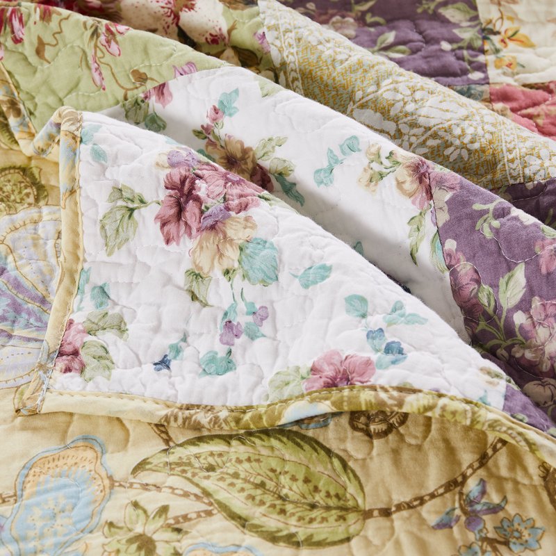 Reversible Cotton Quilt & Pillow Sham Set - Blooming Prairie 2-Piece Twin XL