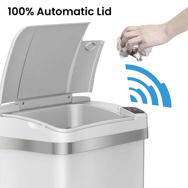 4-Gal Sensor Trash Can with Deodorizer - Pearl White
