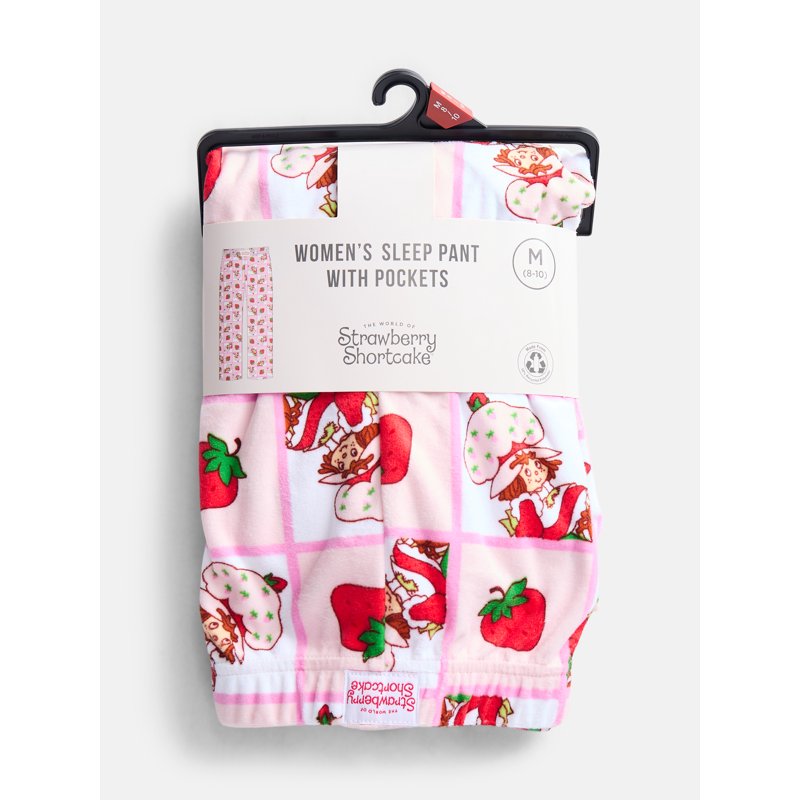 Women’s Wide Leg Velour Sleep Pants - Strawberry Shortcake Pink M Variation