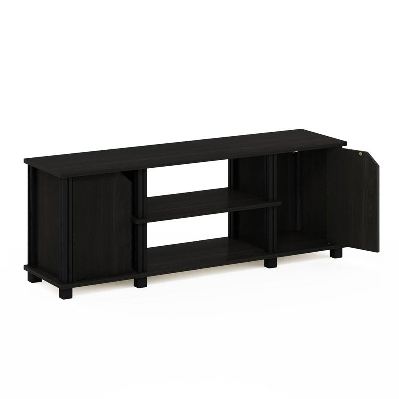 Espresso/Black TV Stand with Shelves and Storage for Media