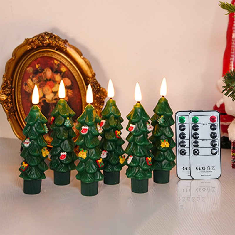 Green Flameless LED Christmas Candle - 9 Inch Acrylic Night Light for Holiday Decor & Gift - Variation A
