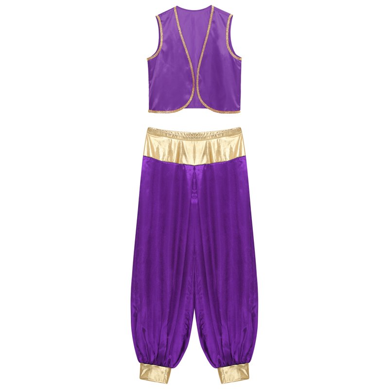 Men's Arabian Prince Costume Vest & Pants Set - Dark Purple XXL