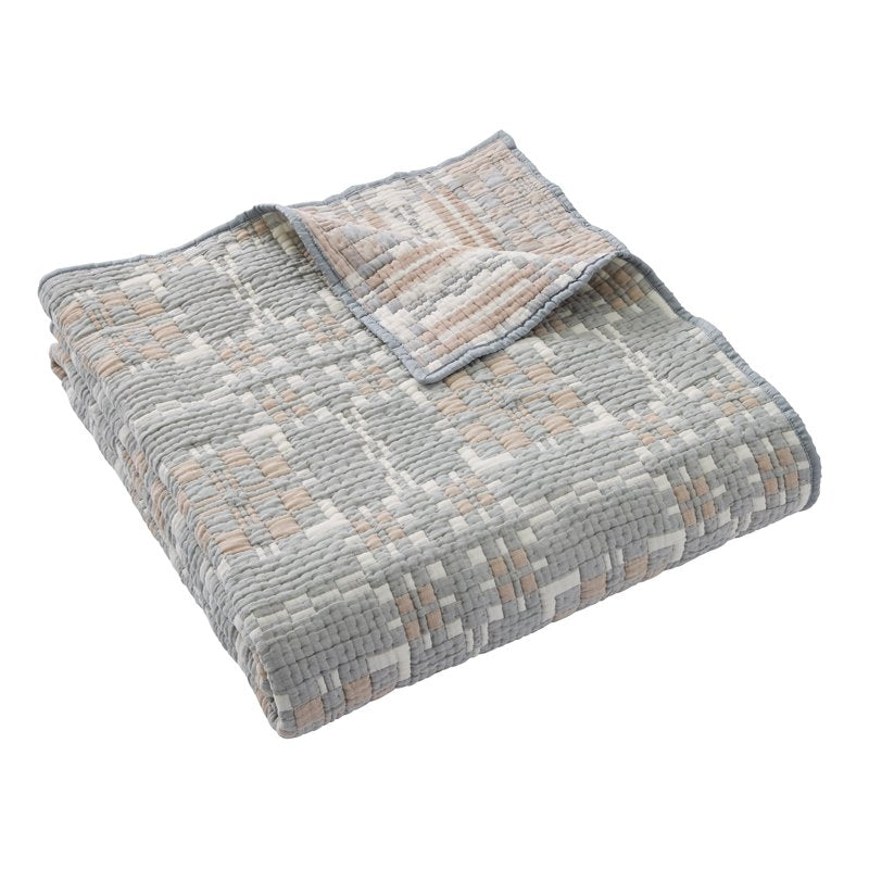 Reversible King Modern Mosaic Cotton Quilt - Grey - Better Homes & Gardens