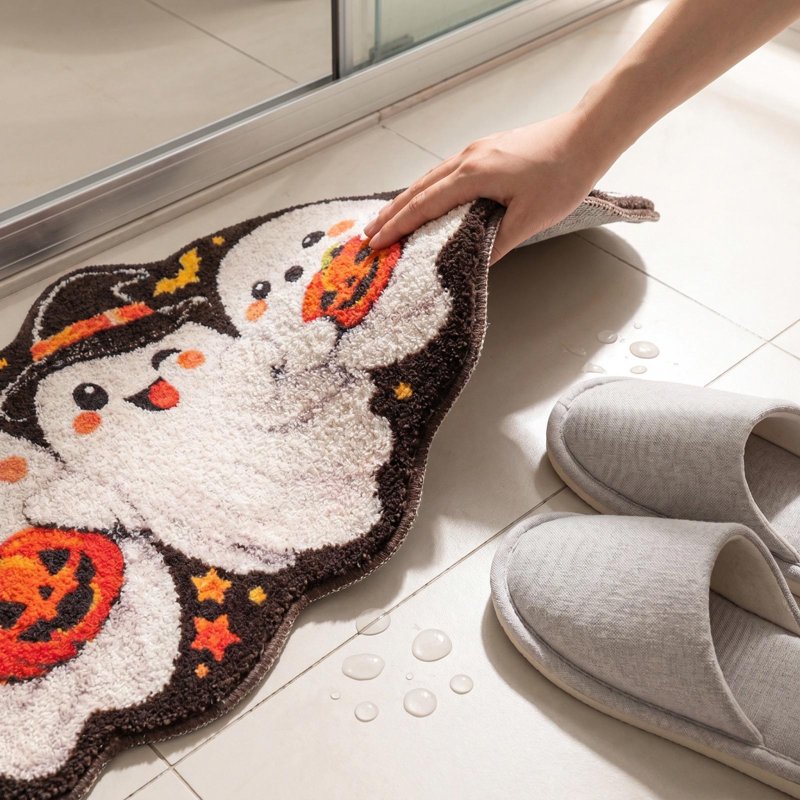 Halloween Door Mat Ghost and Pumpkin Trio Welcome Indoor Rug - 23.62x15.75in - Variation of 57_Ghost Pumpkin Bath Mat BE