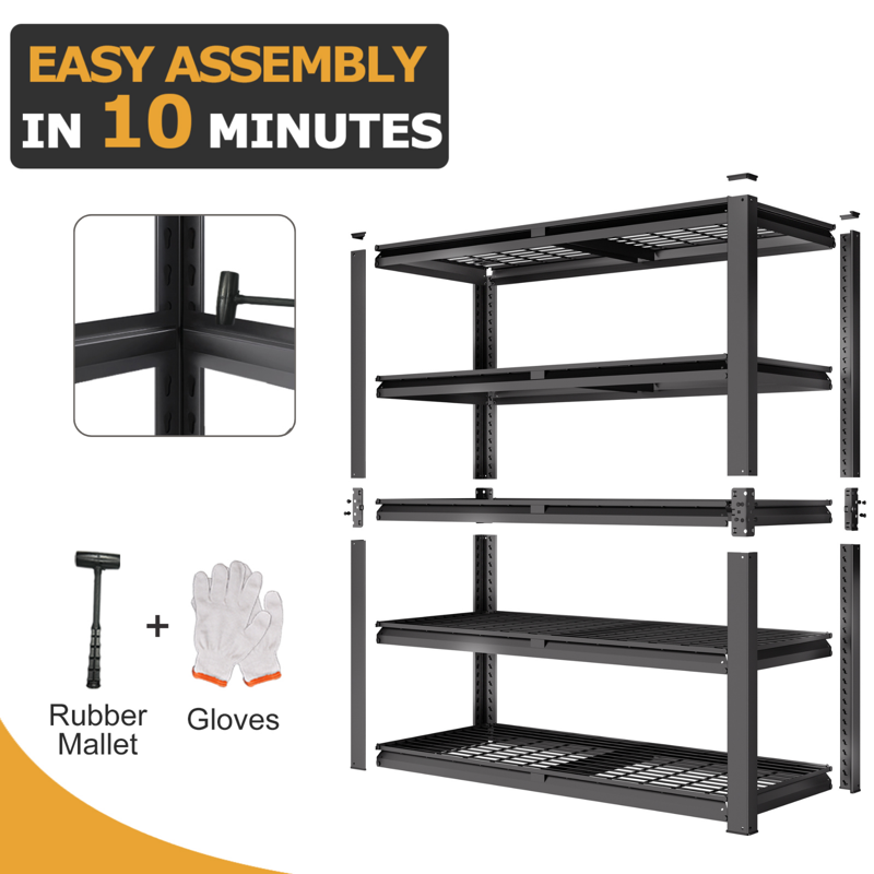 Heavy Duty Metal Storage Shelves 36W x 16D x 72H - 2 Pack, Adjustable Garage Shelving Units