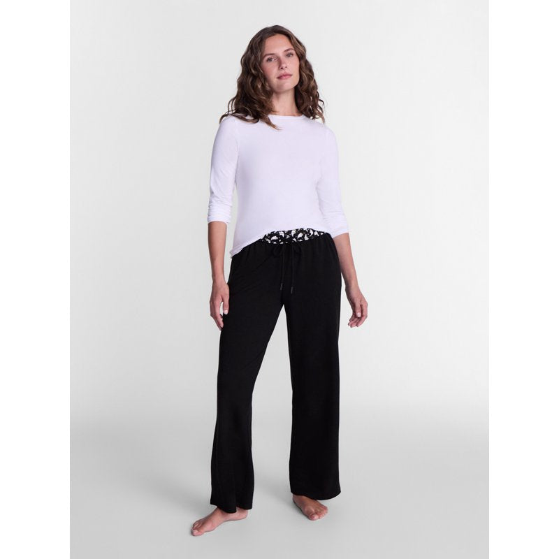 Women's Halloween Printed Lounge Pants with Foldover Waistband - Black Soot XL