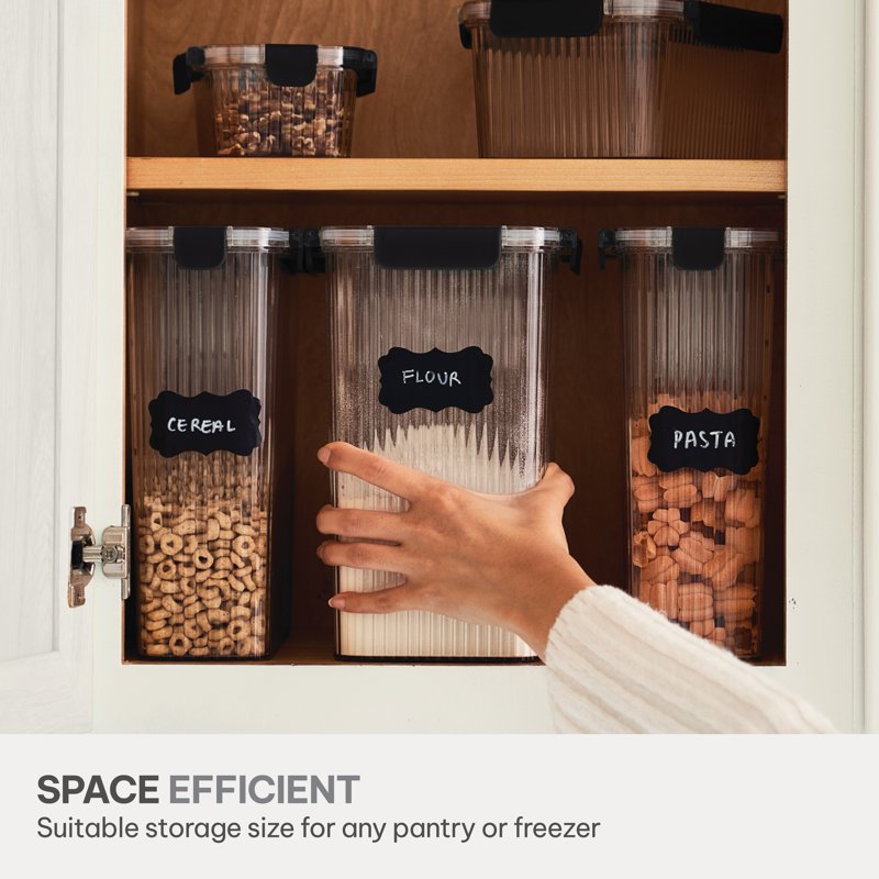 9.3 Cup Clear Ribbed Pantry Storage Container - Plastic, Stackable