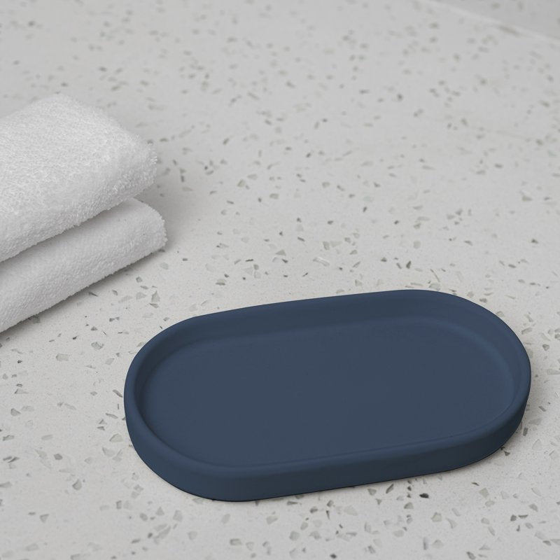 Blue Ceramic Stoneware Bathroom Accessory Set with Soap Dispenser, Tumbler & Tray - Variation of THIS listing