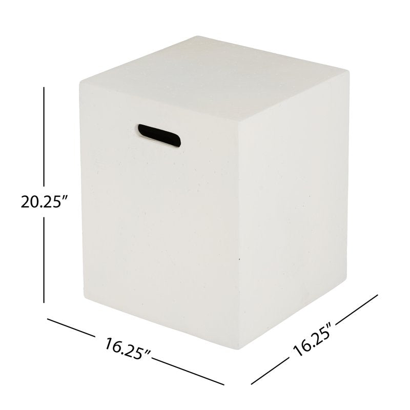 Lightweight Concrete Outdoor Tank Holder Side Table - White