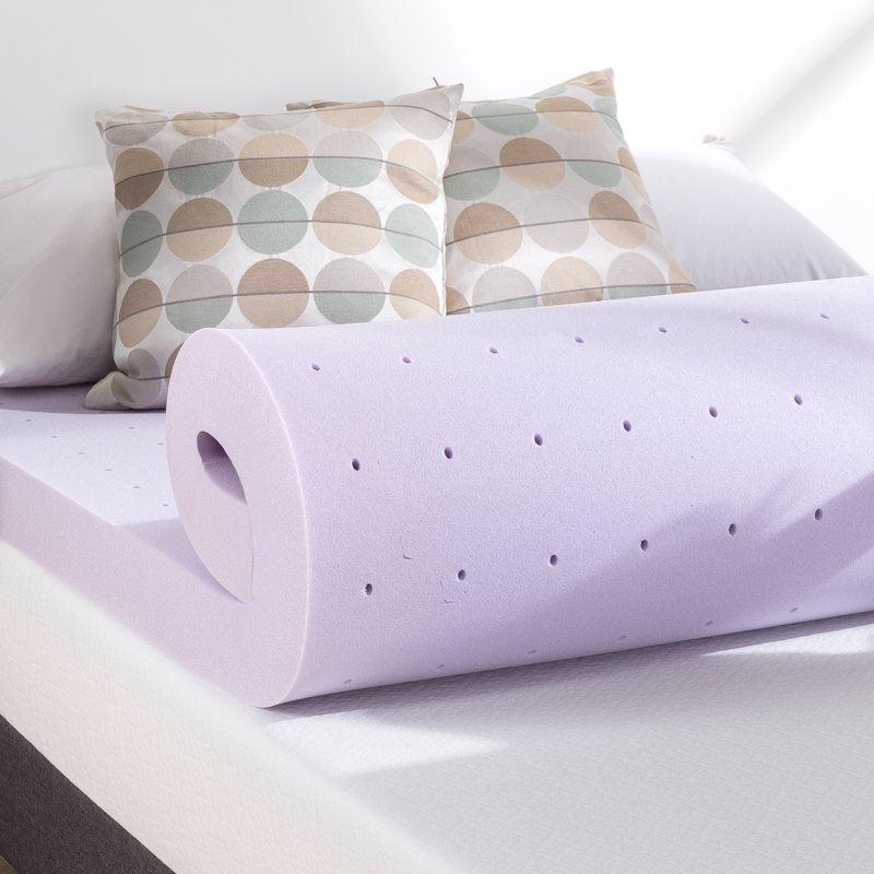 Memory Foam Mattress Topper Twin 4-Inch Ventilated Lavender Infused