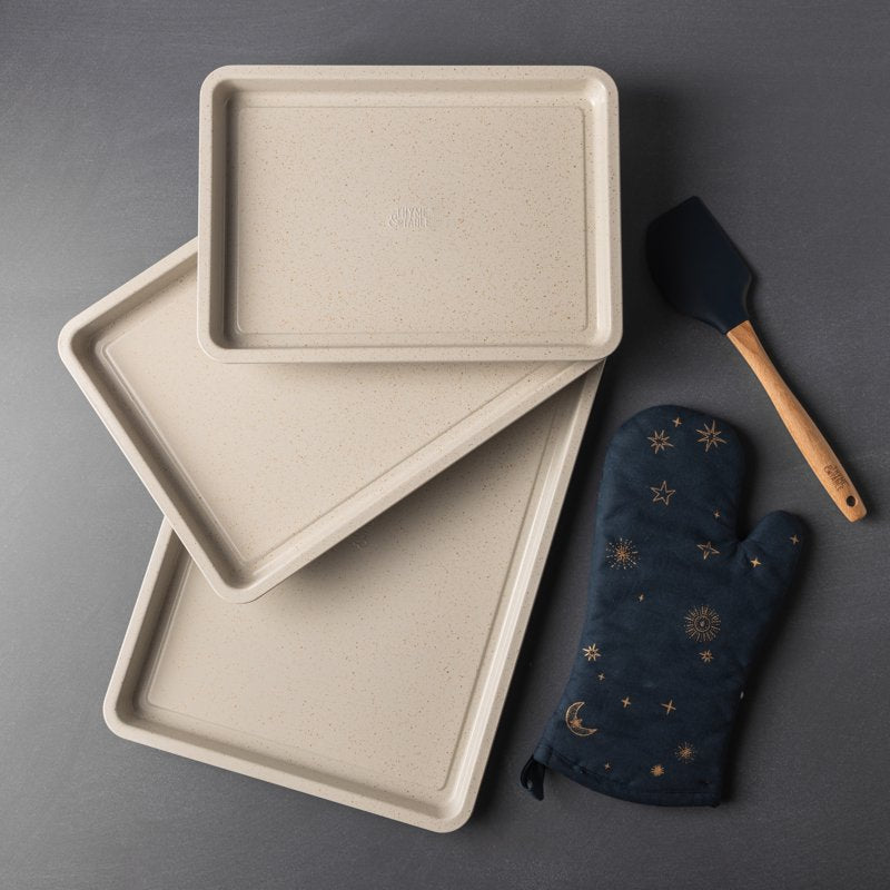 Non-Stick Rectangle Sheet Pan Set - Cream Speckle, 3 Sizes for Baking & Roasting