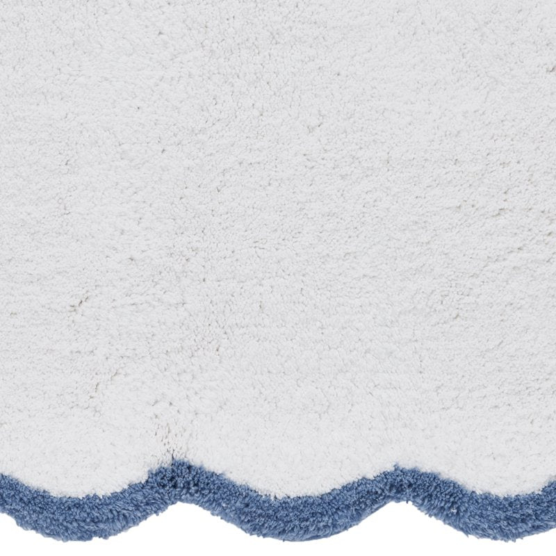 Cotton Bath Rug Runner - My Texas House Whitney Blue Scallop, 24 x 60 in