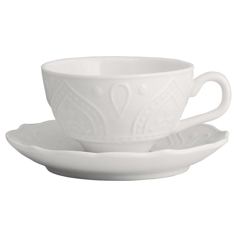 Dahlia Porcelain Cup & Saucer Set of 6 - White