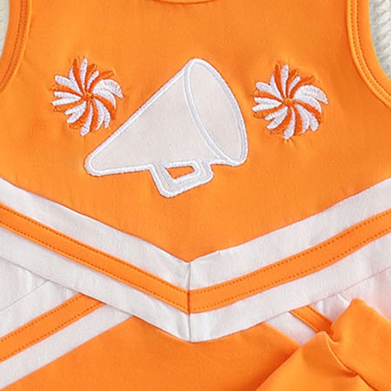 Toddler Girl Cheerleader Outfit Set - Shirt & Skirt, Size 18-24 Months, Orange