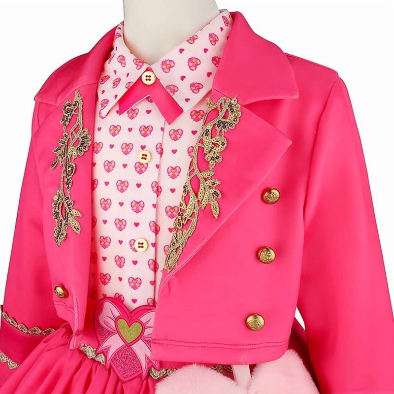 Pink Princess Costume Set for Kids & Adults - M Adult Pink Cosplay Outfit with Blazer, Printed Shirt, Tiered Skirt & Heart Bag - Halloween Costume - Variation Pink M Adult
