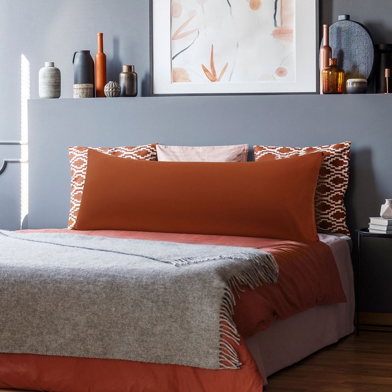 Microfiber Body Pillow Cover 20x54 Inches - Orange Solid Bedding