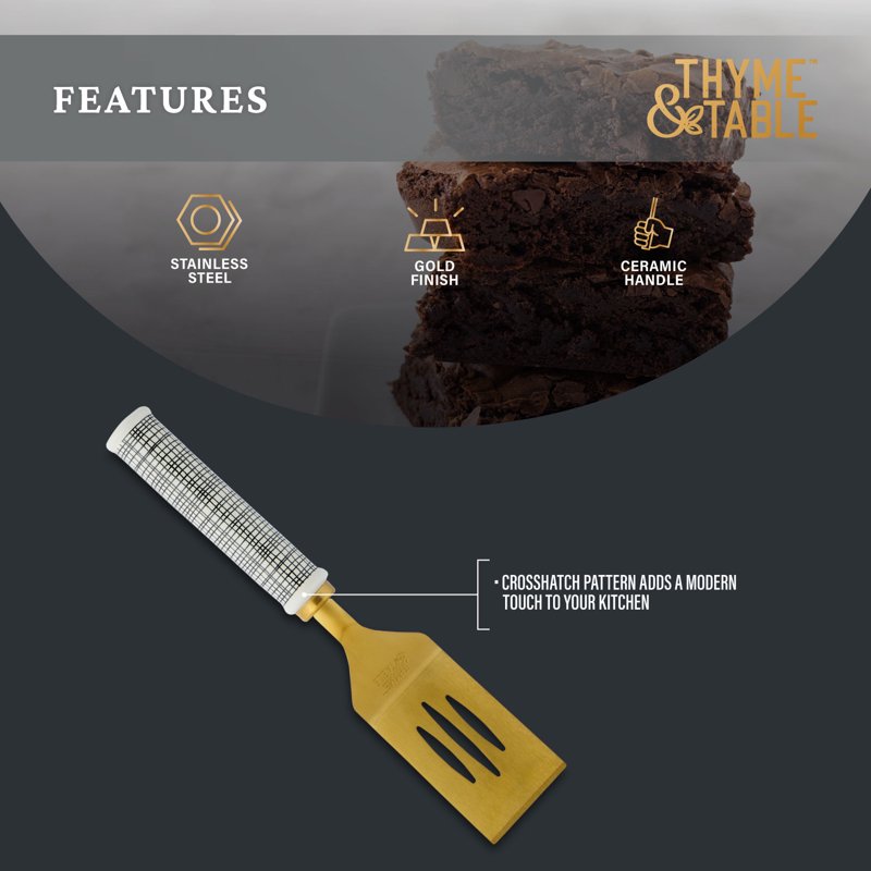Stainless Steel Brownie Server with Ceramic Handle