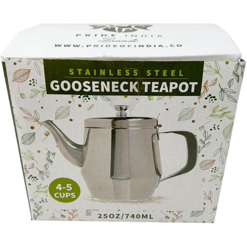 Gooseneck Tea Pot - Stainless Steel, 32 Fl. Oz. (4-5 Cups) & 18 Fl. Oz. (2-3 Cups)