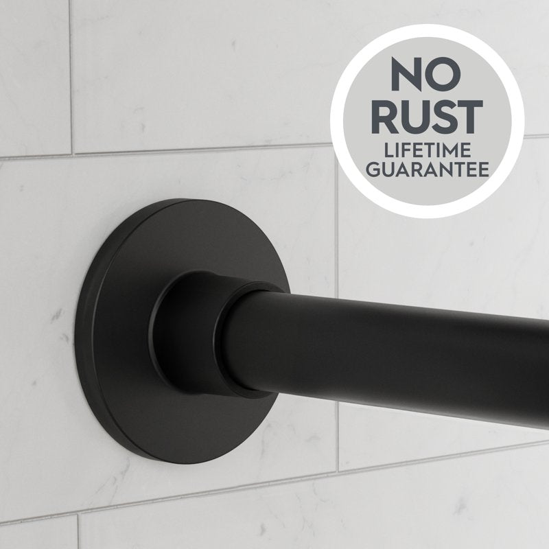 Adjustable Tension Shower Curtain Rod - Rustproof Aluminum, Matte Black, 43-72 Inches