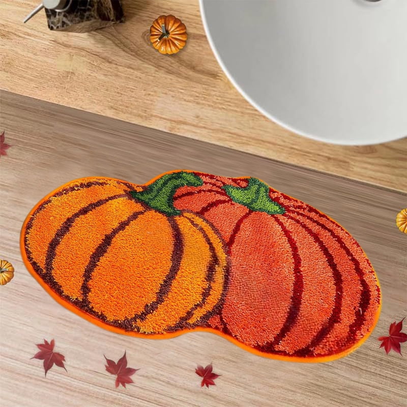 Pumpkin Print Acrylic Area Rug K - Seasonal Festive Entryway Mat