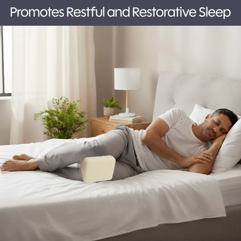 Knee Pillow for Side Sleepers - Memory Foam Leg Support for Back Pain Relief