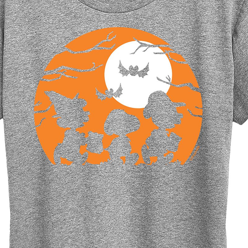 Peanuts Trick Or Treat Silhouettes Women's Heather Grey Short Sleeve T-Shirt M