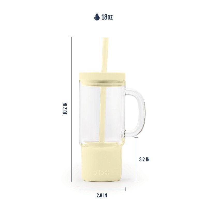 18oz Glass Tumbler with Lid & Straw - Butter Yellow