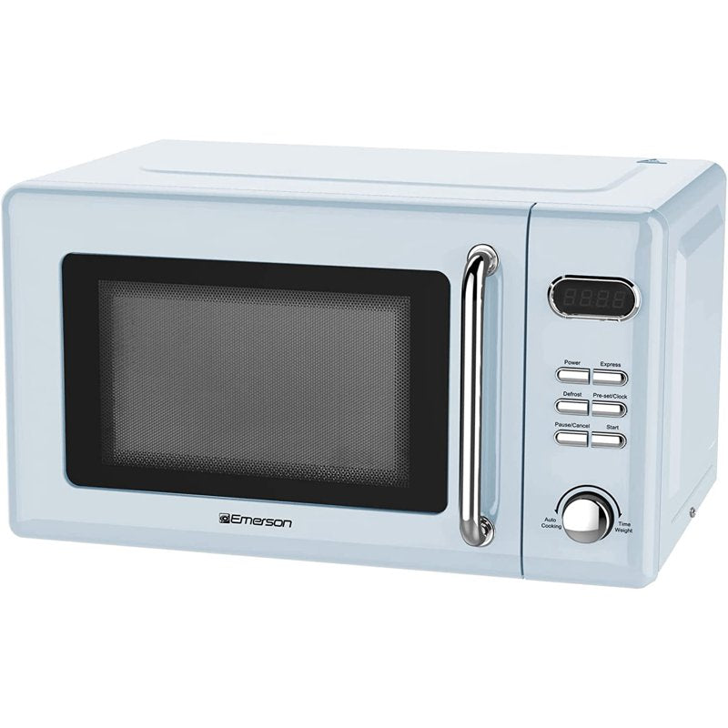 Retro Microwave Oven - 0.7 Cu Ft, 700W, Thunderbird Blue