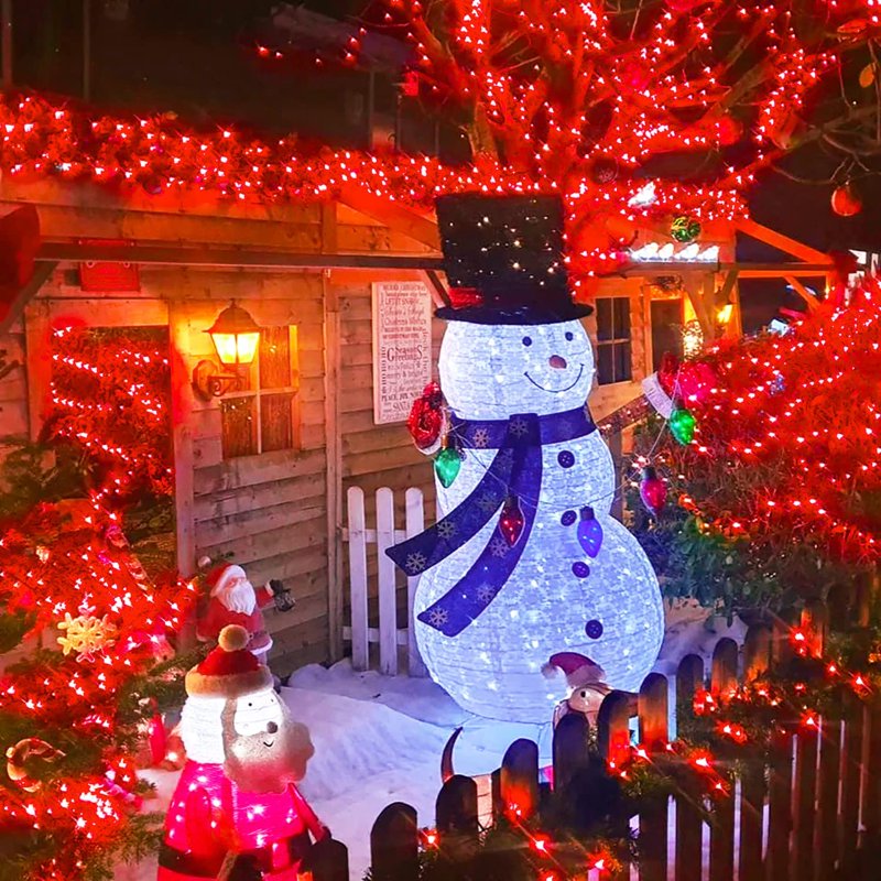 Red Solar Christmas String Lights - 42.7ft Waterproof 8 Mode Outdoor LED Decor