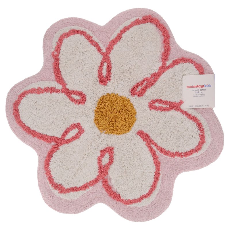 Kids Flower Bath Rug - 26 x 26 Inches, Absorbent Cotton, Slip-Resistant