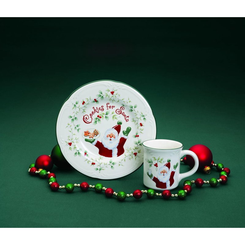 Cookies and Milk for Santa Plate and Mug Set - Winterberry Design