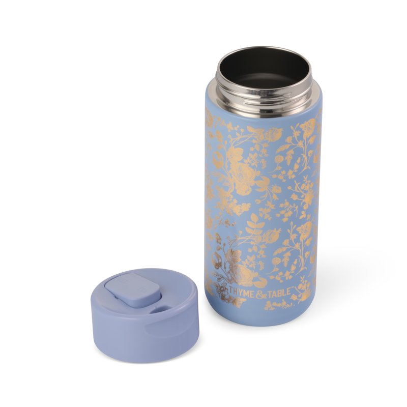 22oz Stainless Steel Coffee Tumbler - Blue Floral Travel Mug
