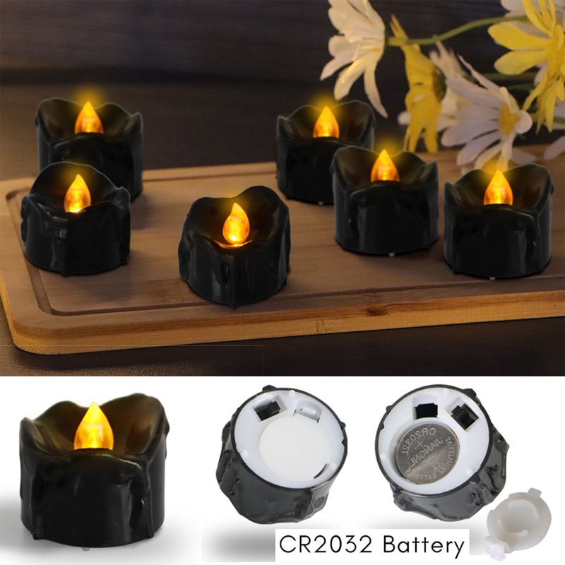 12 Pcs Black Flameless LED Candles - Halloween & Holiday Flickering Candlelights - Variation: Halloween Decor K-C
