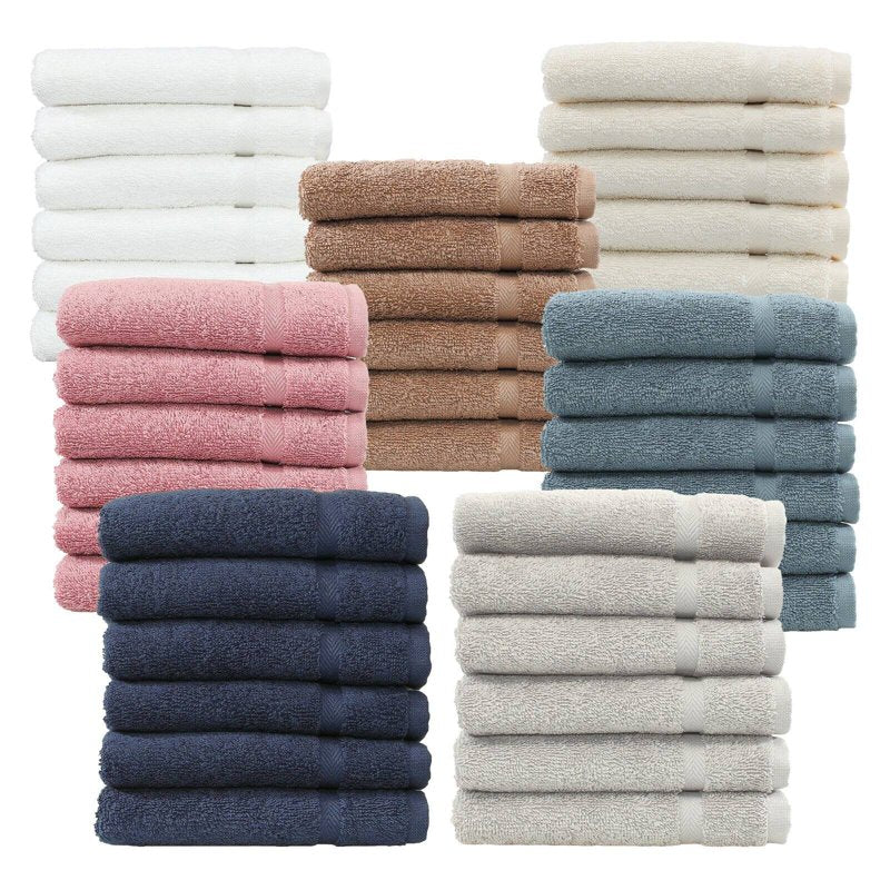 Turkish Cotton Washcloths Set of 6 - Cream, Absorbent Spa & Hotel Quality