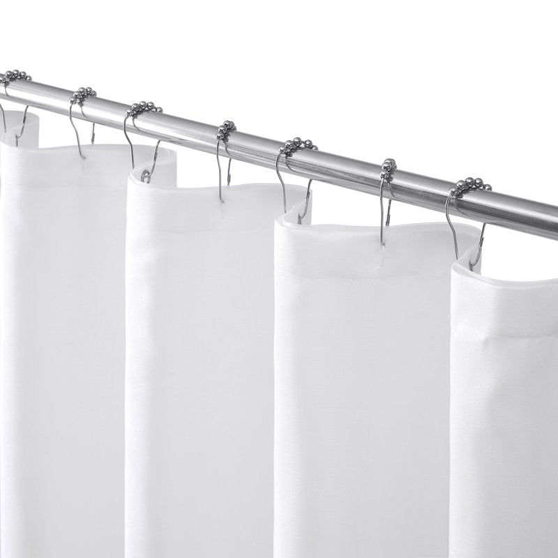 White Scallop Shower Curtain Set - 14 Piece Bathroom Decor with Liners & Hooks