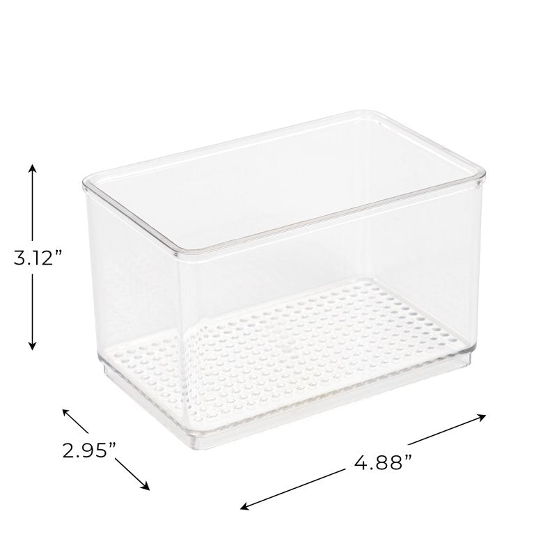 Small Clear Plastic Bathroom Organizer Bin - Rectangular, Stackable, Multi-Purpose Storage