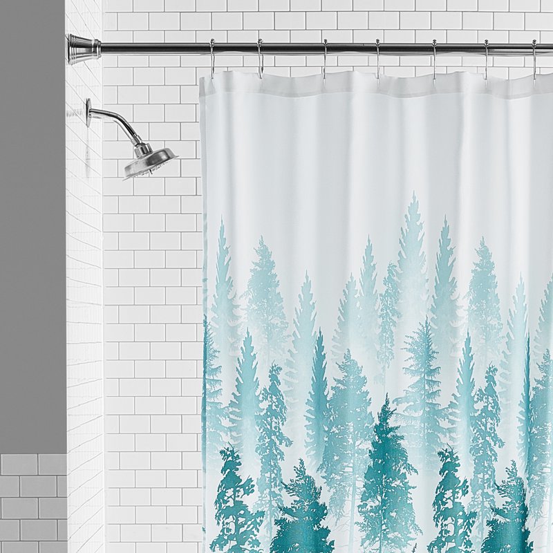 Treeline Fabric Shower Curtain with Medium Weight Liner - 72x72 Inches, Polyester, Curtain & Liner Variation