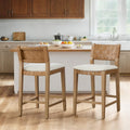 26-Inch Solid Wood Counter Stool Set of 2 with Woven Back - Natural