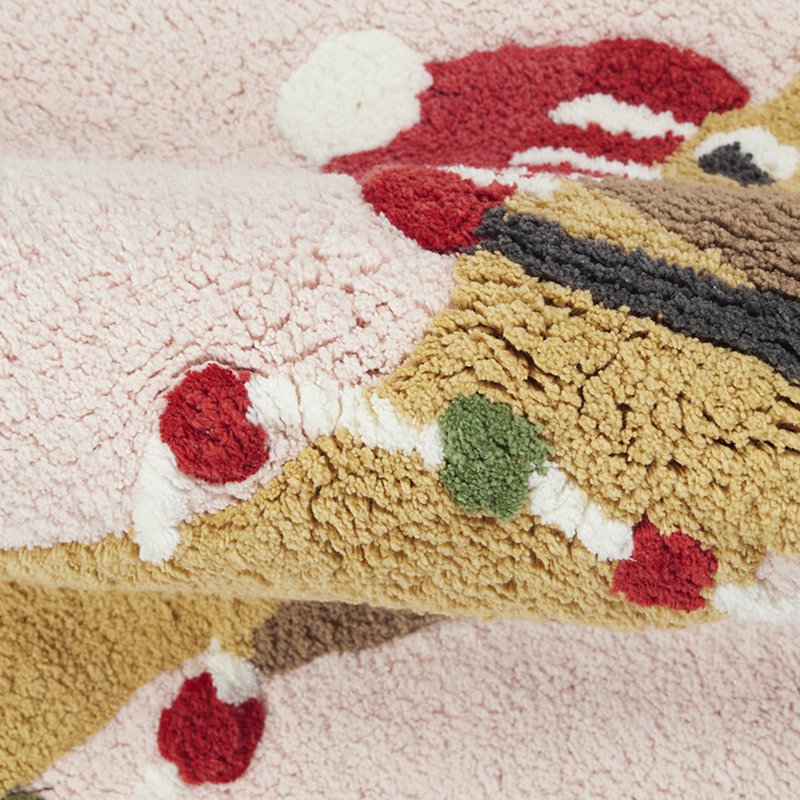 Pink Dog Christmas Bath Rug - 17x24 Inch Cotton Seasonal Decor