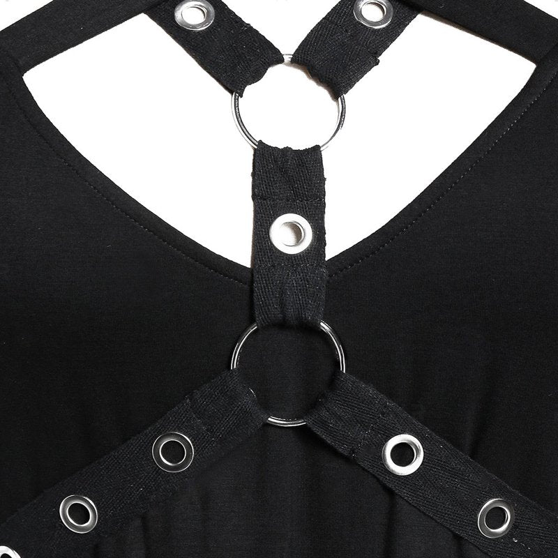 Women's Gothic Renaissance Dress with Corset & Lace Up Detail - Black, S