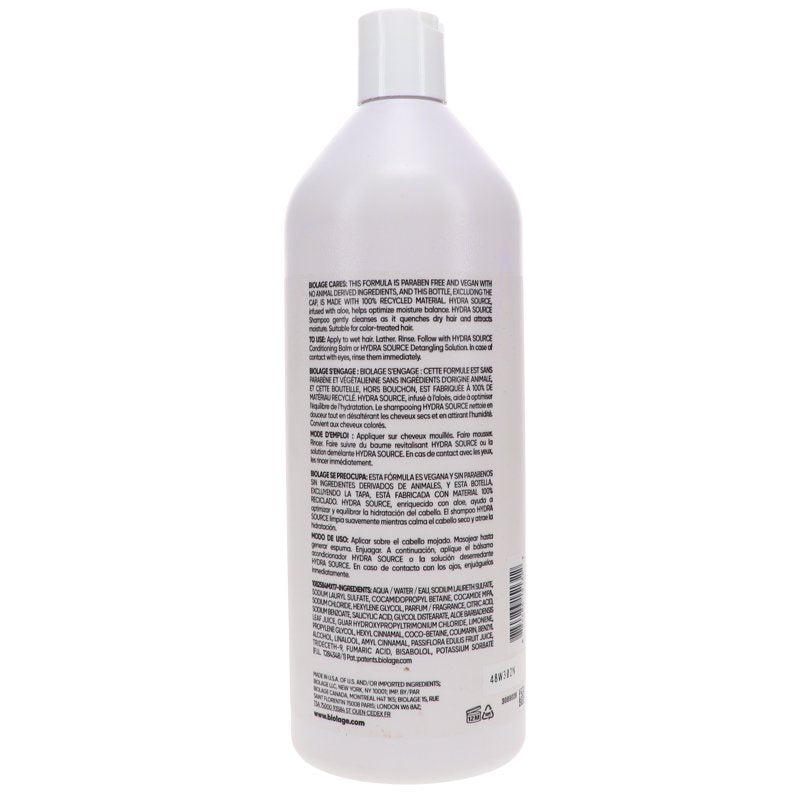 Hydrasource Shampoo - 33.8 Oz for Moisture & Frizz Control