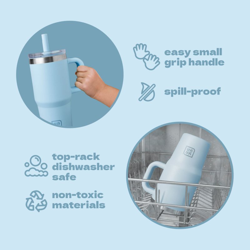 Insulated Kids Tumbler with Silicone Straw - 12oz Blue